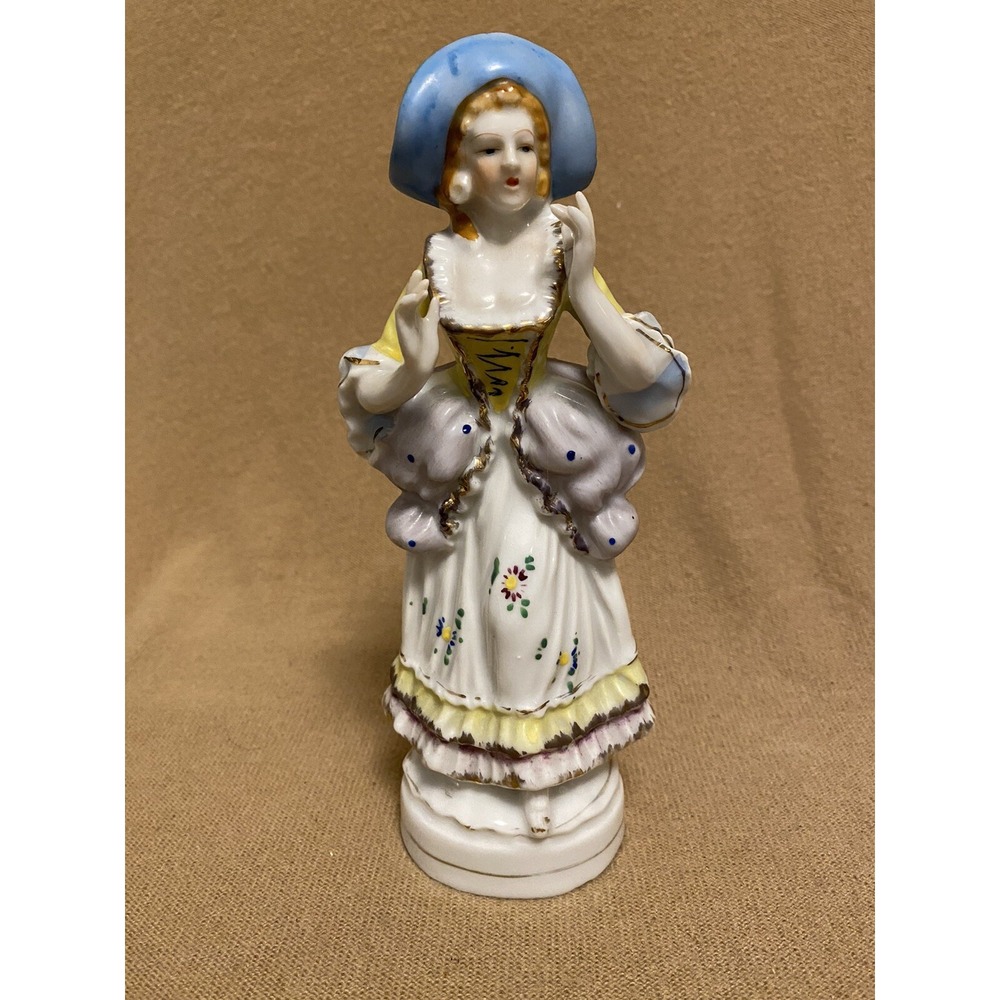 VNTG HAND-PAINTED JAPAN PORCELAIN VICTORIAN  LADY FIGURINE by LIPPER & MANN FERN